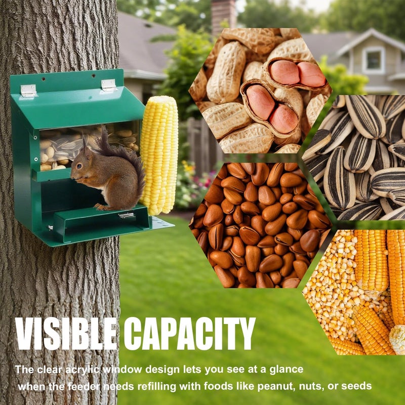 H HUGELEAF Squirrel Feeders for Outside, Metal Squirrel Feeder with A Removable Corn Cob Holder, Peanut Feeder for Squirrel, Chipmunks, Great Gifts for Squirrel Lovers & Nature Lovers - Image 3